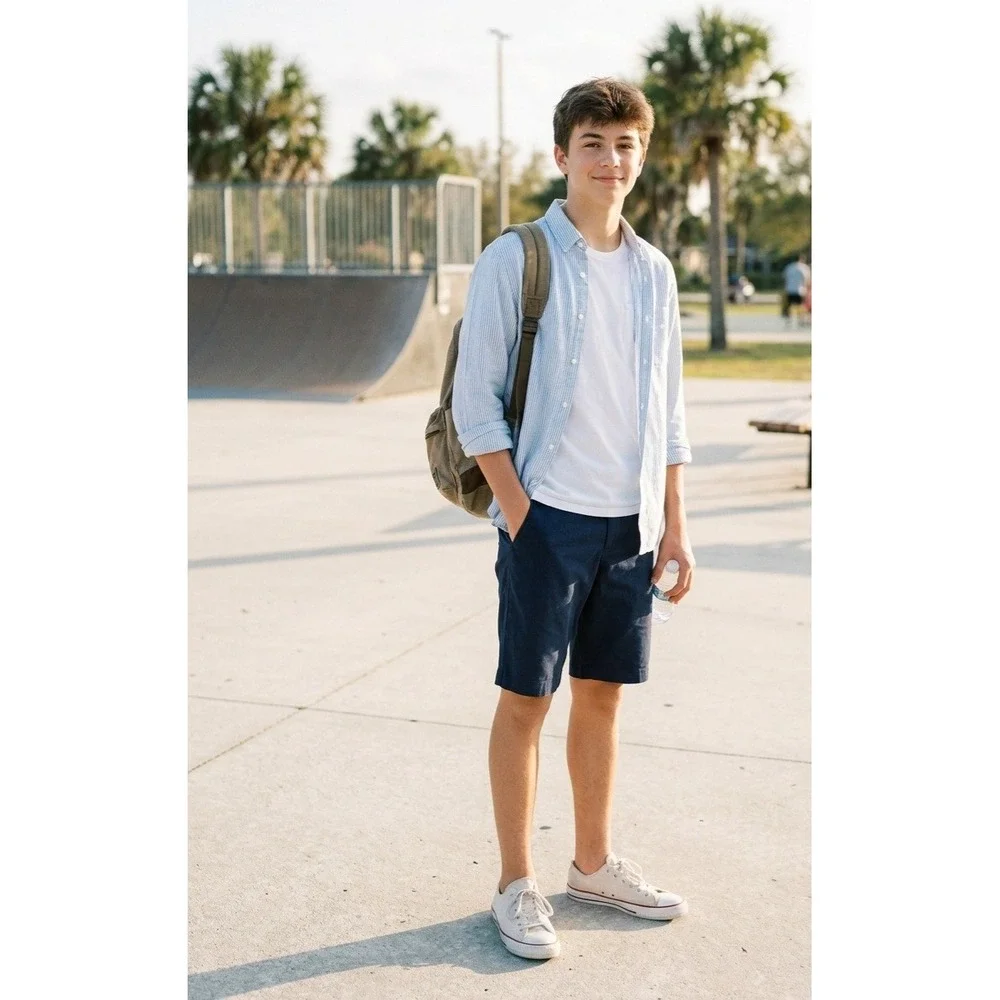 Southern Tide Boys Navy Blue Chino Performance Shorts Size 16 Stretch Casual